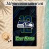Beach TowelSeattle Seahawks Custom Name Text Personalized Soft Towel for Beach Pool Indoor Home Decor Gift
