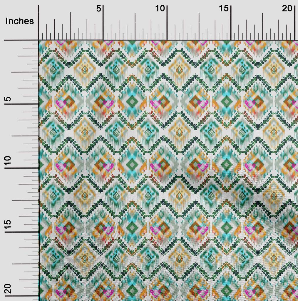 oneOone Cotton Flex Dark Green Fabric Ikat Fabric For Sewing Printed Craft Fabric By The Yard 40 Inch
