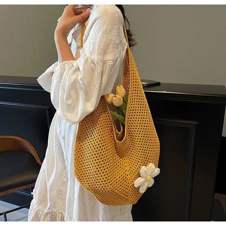Пляжная сумка для путешествий на море, женская новая плетеная сумка с полым узором, большая вместимость, сумка-тоут через плечо, легкая летняя пляжная сумка для отпуска через плечо