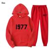 ESSENTIALS Комплект из худи с двойной строчкой High Street из флиса 1977 Модный Повседневный Свободный крой.