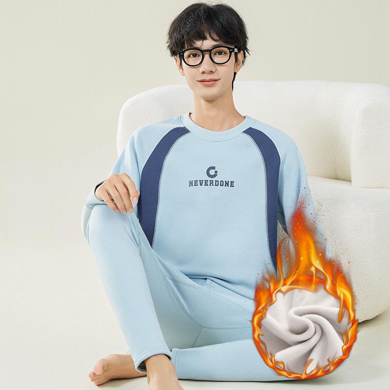 Мужское осеннее термобелье на флисовой подкладке: Подростковый студенческий зимний теплый набор