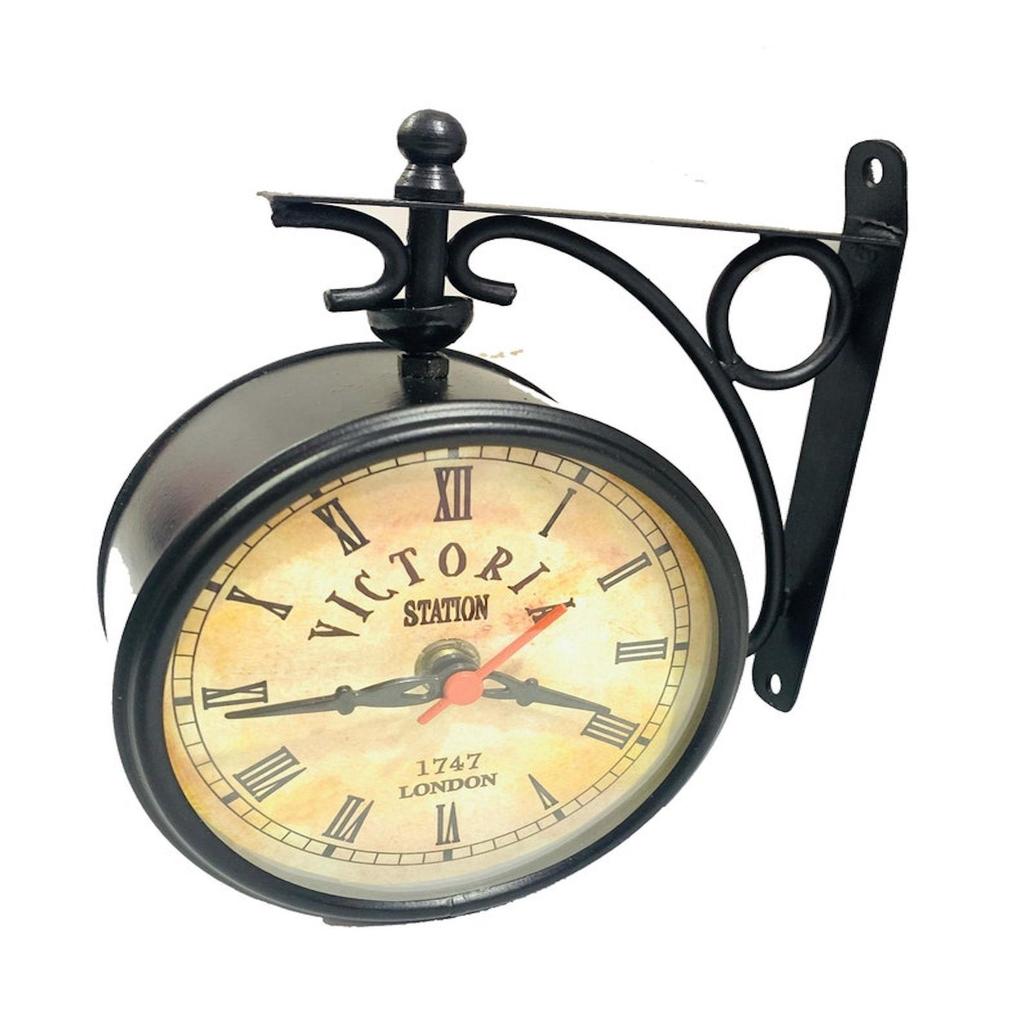 4" Black Finish Victoria Station Double Sided Wall Clock/Home & Office Decorative Clock/Best for Gift