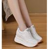 Genuine Leather Shoes Women Fashion Sneakers Flat Platform Brand Ladies Casual Shoes Height Increasing 10cm Black White