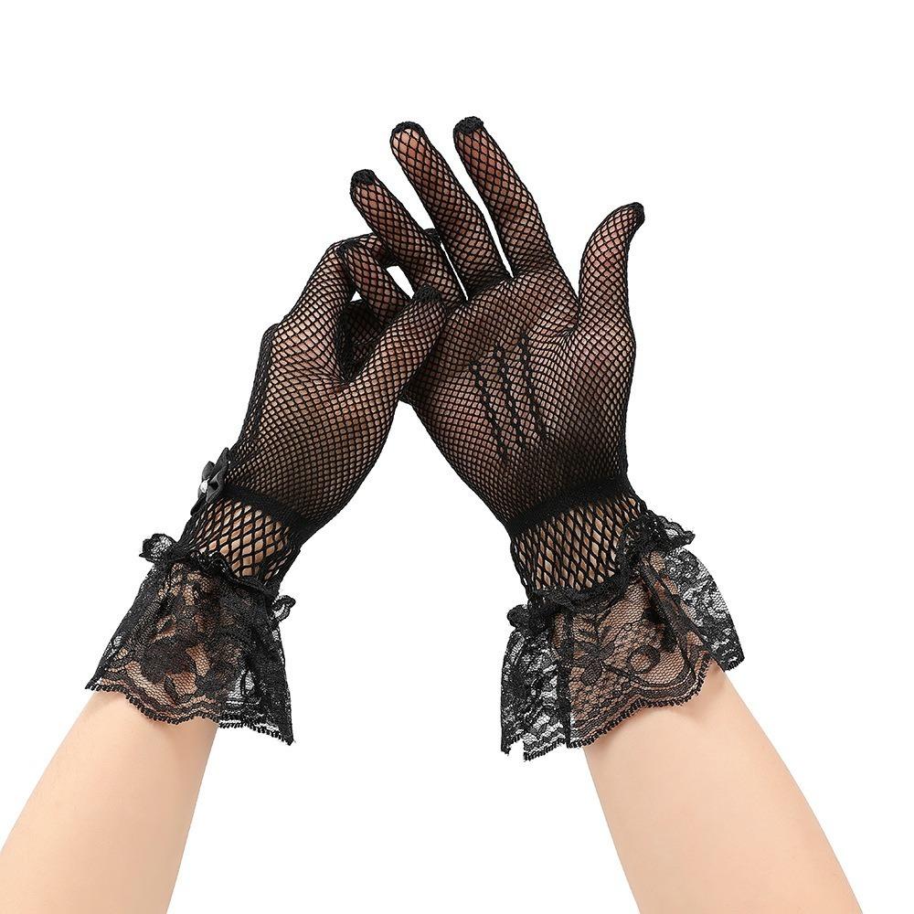 Сетчатые перчатки невесты Эластичные перчатки для сценических выступлений Новые варежки Женские