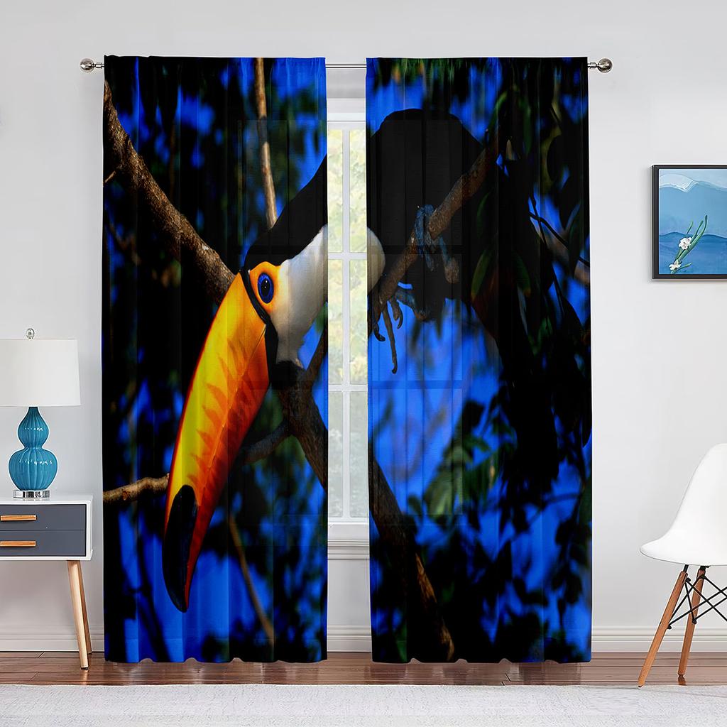 Два розовых какаду, птицы, попугаи, тюлевые шторы для гостиной, украшения спальни, прозрачная шифоновая прозрачная вуаль, оконная занавеска