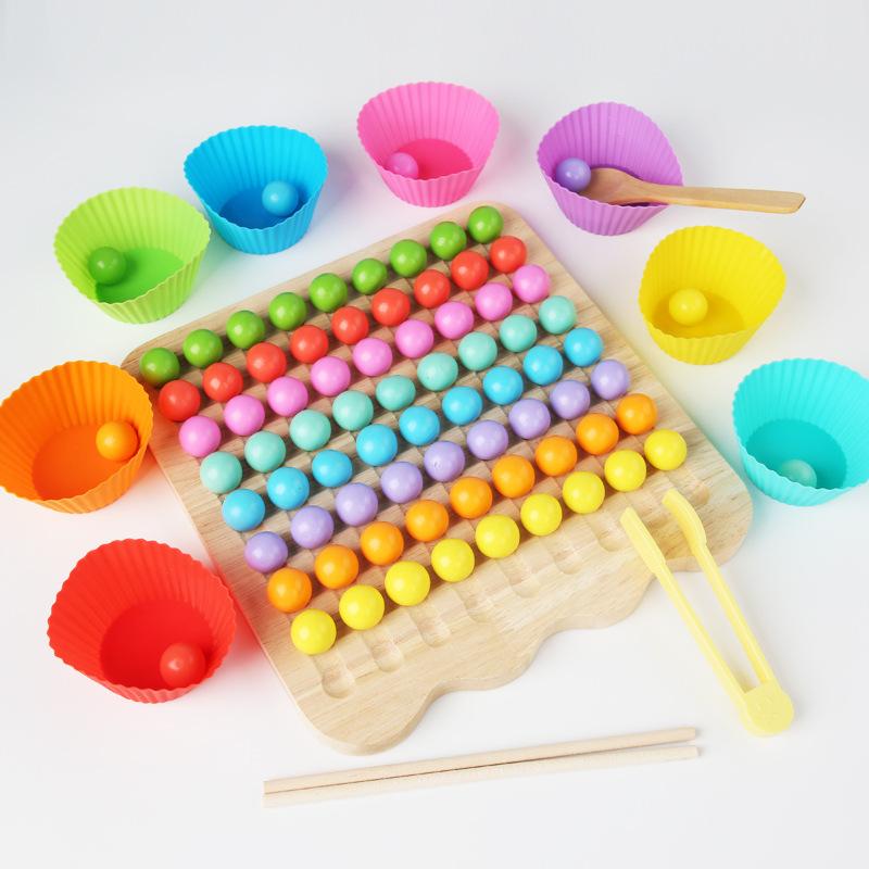 Wooden Fun Xiaoxiao Music Two-In-One Clip Beads Exercise Children'S Hand-Eye Coordination Concentration Training Early Education Toys