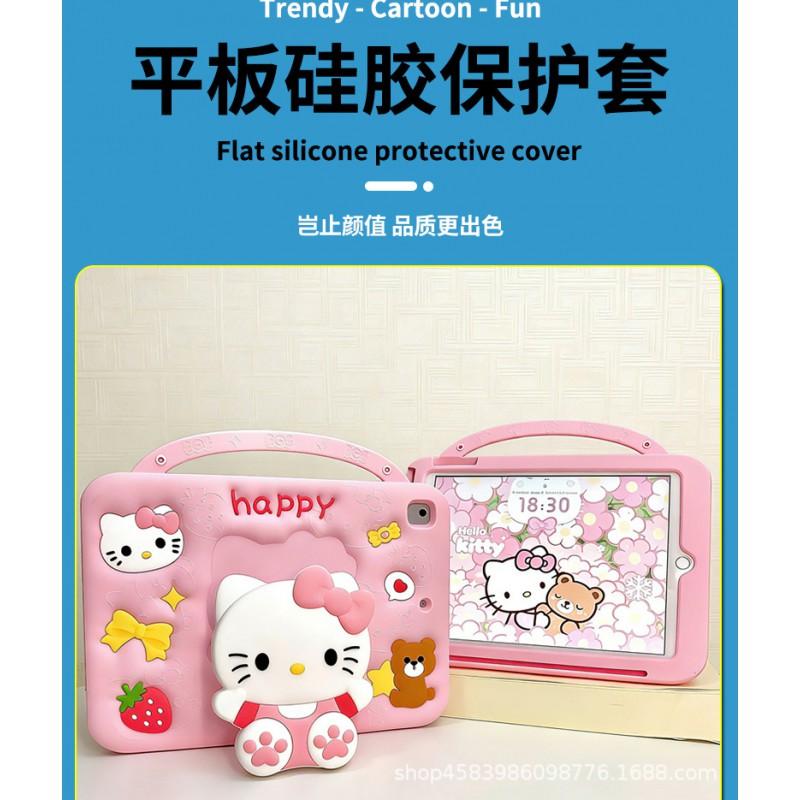 9.7 Inch IPad Pro Air 2 Case With Kickstand Cartoon Cat Design Soft Silicone Full Coverage Shockproof Tablet Cover 5 6