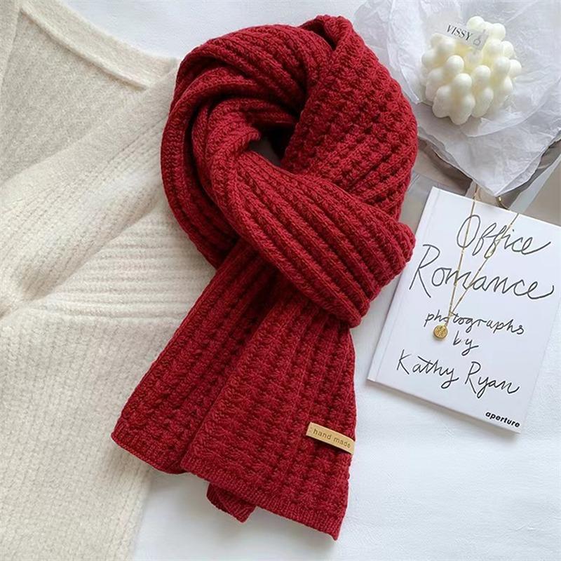 Thickening Warm Knitting Scarf Men Women Neck Cover Riding Bibwinter Thermal Neck Warmer Skiing Scarf Christmas Gift Red Scarves