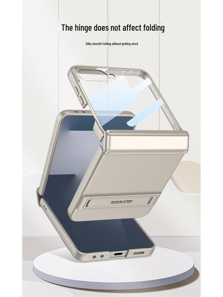 Тонкий чехол для Samsung Z Flip7 с подставкой Triumph, полная защита, защита от падений, однотонный, защита шарнира