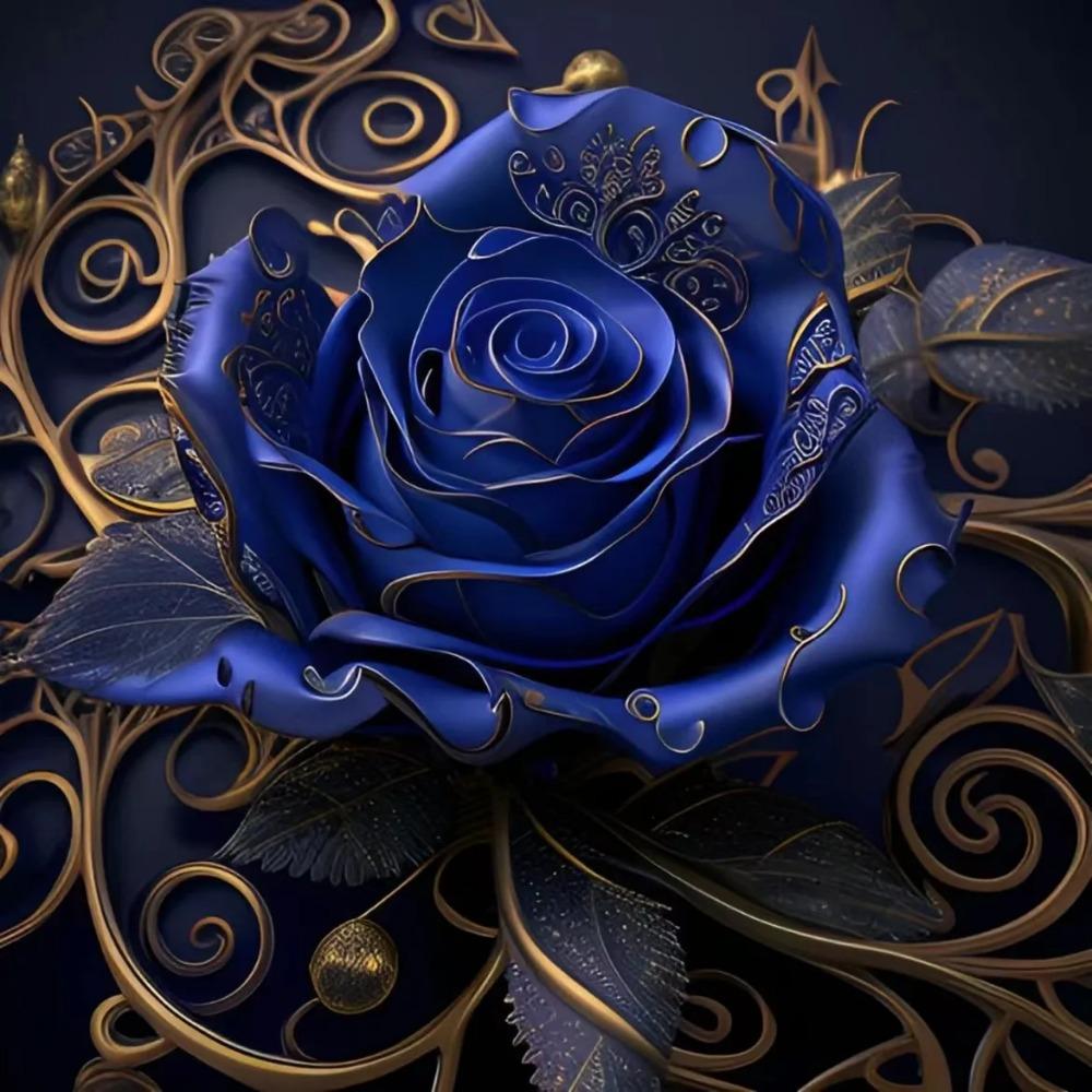 Алмазная картина, полная дрель, милое животное, круглая алмазная живопись, ручная работа, голубая роза, сделай сам, алмазная мозаика, картина, украшение дома