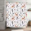 Animal-themed waterproof shower curtain decor featuring deer and owls in pastel colors for bathroom use available on