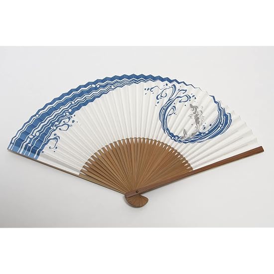[Hasegawa] Men's Folding Fan, Tailored by Kyoto Artisans, Includes Fan Case, Gift Boxed (Carp)