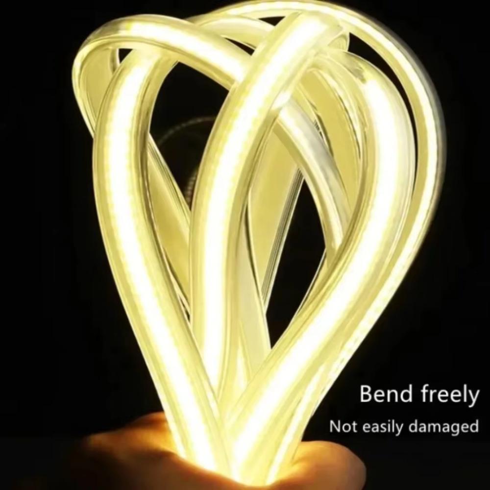 220V Led Strip Waterproof Lens COB Flexible Ribbon With Switch/Dimmable EU Plug For Room Bedroom Kitchen Outdoor Garden Lighting