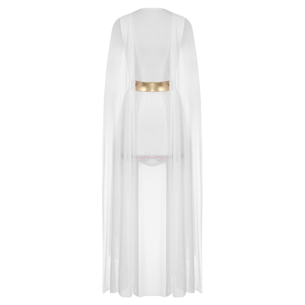 Женское платье для косплея на Хэллоуин в греческом стиле, платье принцессы-королевы, женское платье с V-образным вырезом, рукавами-накидкой, пайетками и разрезом, костюм для косплея, римское платье-тога