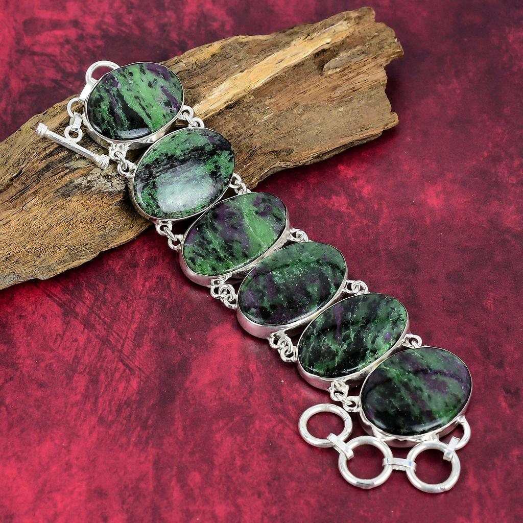 Ruby Zoisite Gemstone Jewelry, 925 Solid Sterling Sliver Bracelet & Necklace Jewelry Set For Women, Gorgeous Handmade Zoisite For Her