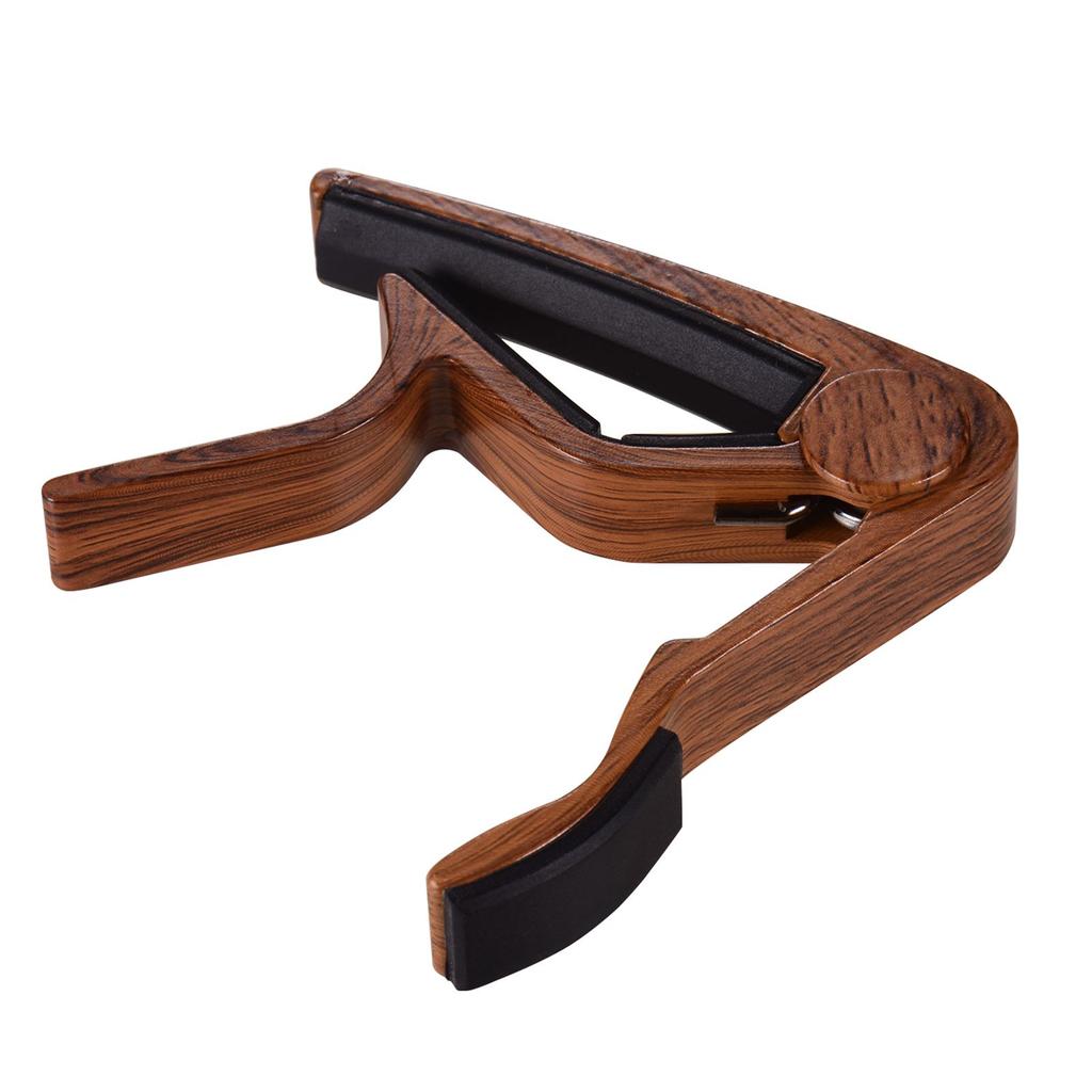 Aluminum Alloy Wood Color Guitar Capo for 6 String Folk Guitar Electric Guitar with 3pcs Random Color Picks
