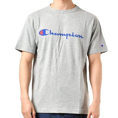 Мужская футболка с коротким рукавом Champion, 100% хлопок, принт с классическим логотипом, оксфордский серый, размер S (C3-P302)