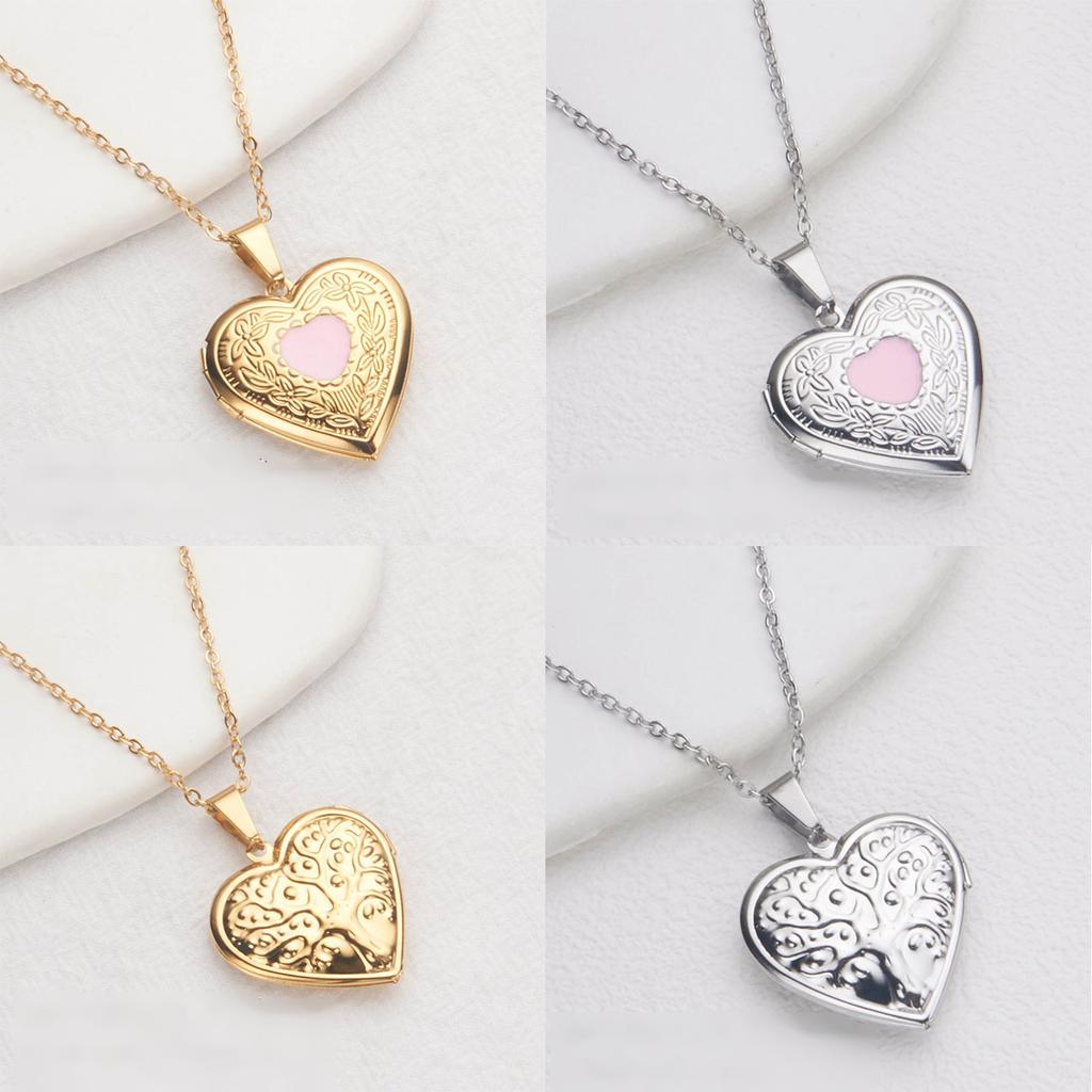 Stylish Pendant Necklace Heart Shaped Locket Collarbone Chain Adjustable Length Choker Fashionable Jewelry for Dates