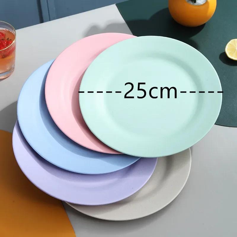 25cm Plates Dinnerware Wheat Straw Plates Unbreakable Lightweight Dinner Plates Reusable Plastic Set Set Dinner