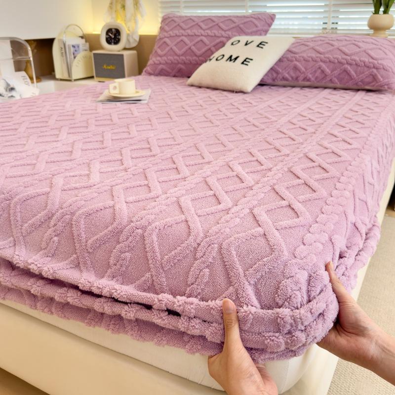 Winter Warm Fitted Bed Sheet Taff Velvet Fleece Bed Linen Single/Double/King/Queen Size Plush Mattress Cover Thick Bed Cover