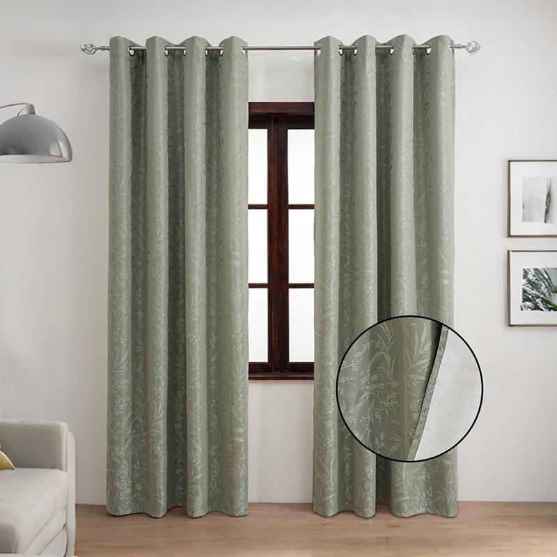 Blackout White Lace-Trimmed Curtain Panel Living Room Bedroom Balcony Light Luxury Style Coated Fabric