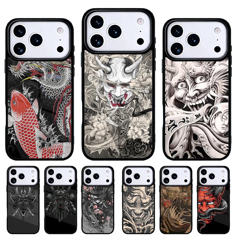 Японский чехол-маска Хання для iPhone 17 16 15 14 13 Pro Max Задняя крышка для 12 11 Pro Coque