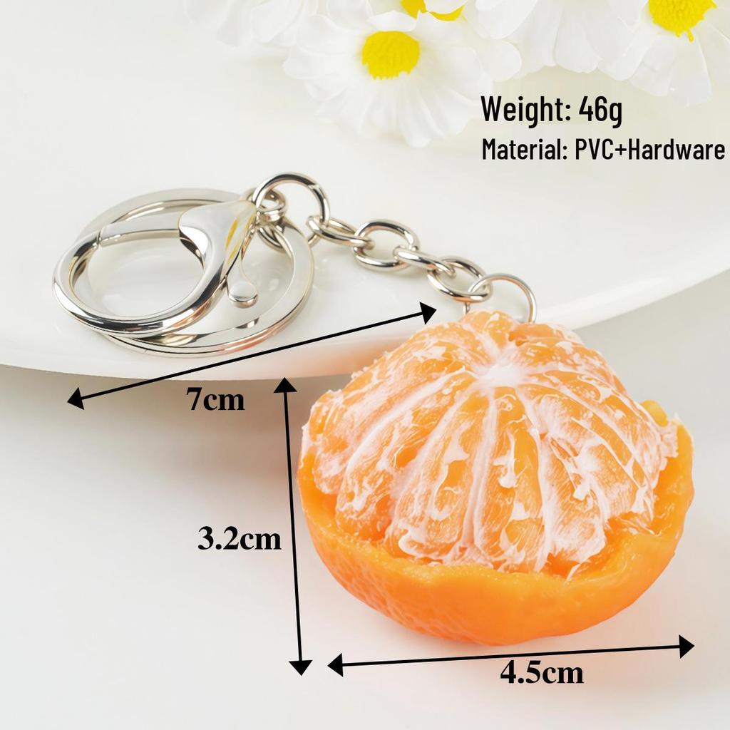 Realistic Peeled Orange Keychain - 4.5cm Fruit Pendant Bag Charm