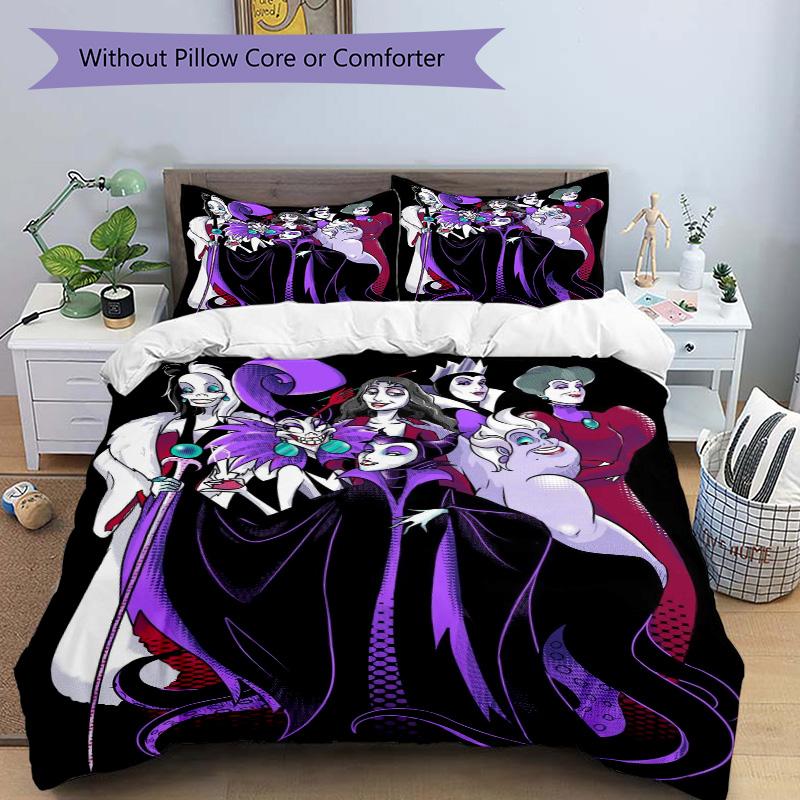Dark Disney Villains Print 3Pcs Bedding Setduvet Cover With 2 Bedropillowcase Home Birthday Gift