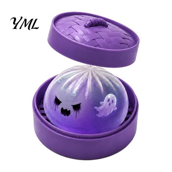 Steamed Bun Squeeze Toy 1/2/3Pcs Purple Ghost Dumpling Toy, Halloween Clear Stress Relief Ball Fidget Simulated