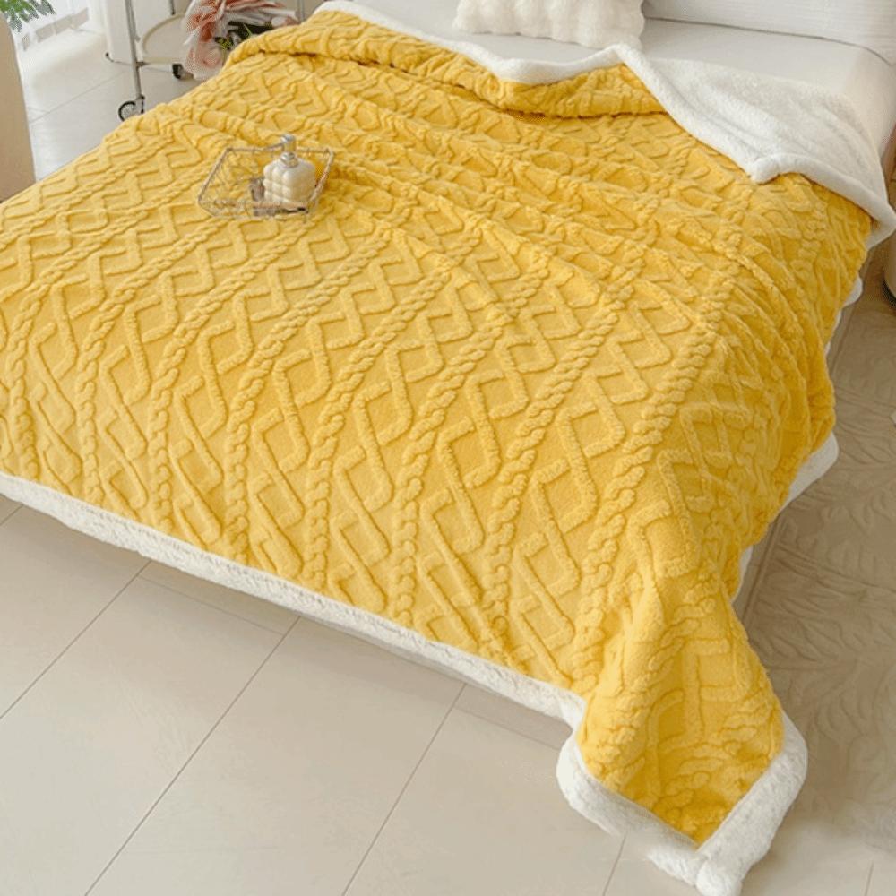 Однотонное коралловое флисовое одеяло, утолщенное одеяло для сна в офисе, ромбовидное фланелевое одеяло для путешествий