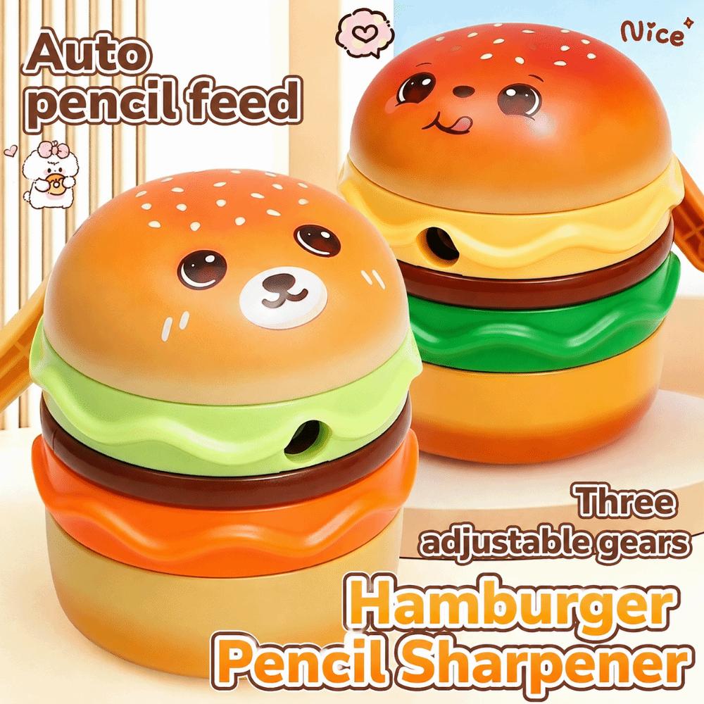 3-gear Pencil Sharpener Hamburger Shape Manual Pencil Cutter School Stationery