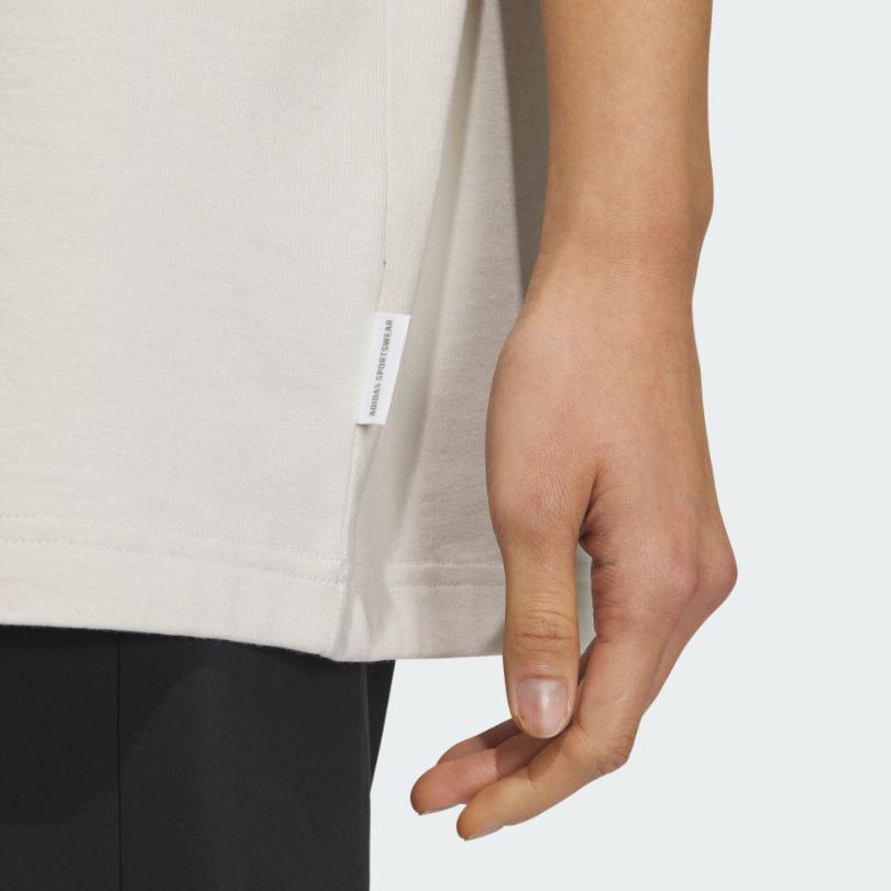 Adidas Alphabet Print Sports Crew Neck T-Shirt Women Tops Fawn-Brown IS7406