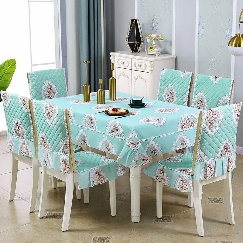 Кружевная скатерть, набор подушек для обеденного стула, чехол в европейском стиле, легкий роскошный чехол для стола, домашний чехол на стул из спандекса, свадебный декор