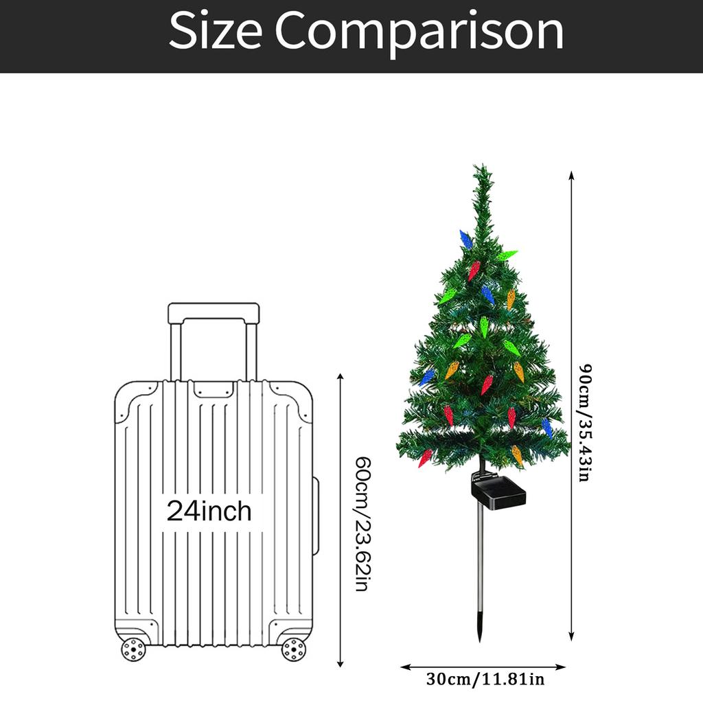 Рождественская елка на солнечной батарее, уличная рождественская декорация, садовый столб-светильник, подсветка для дерева, уличная рождественская елка, подходит для дорожки, террасы, двора