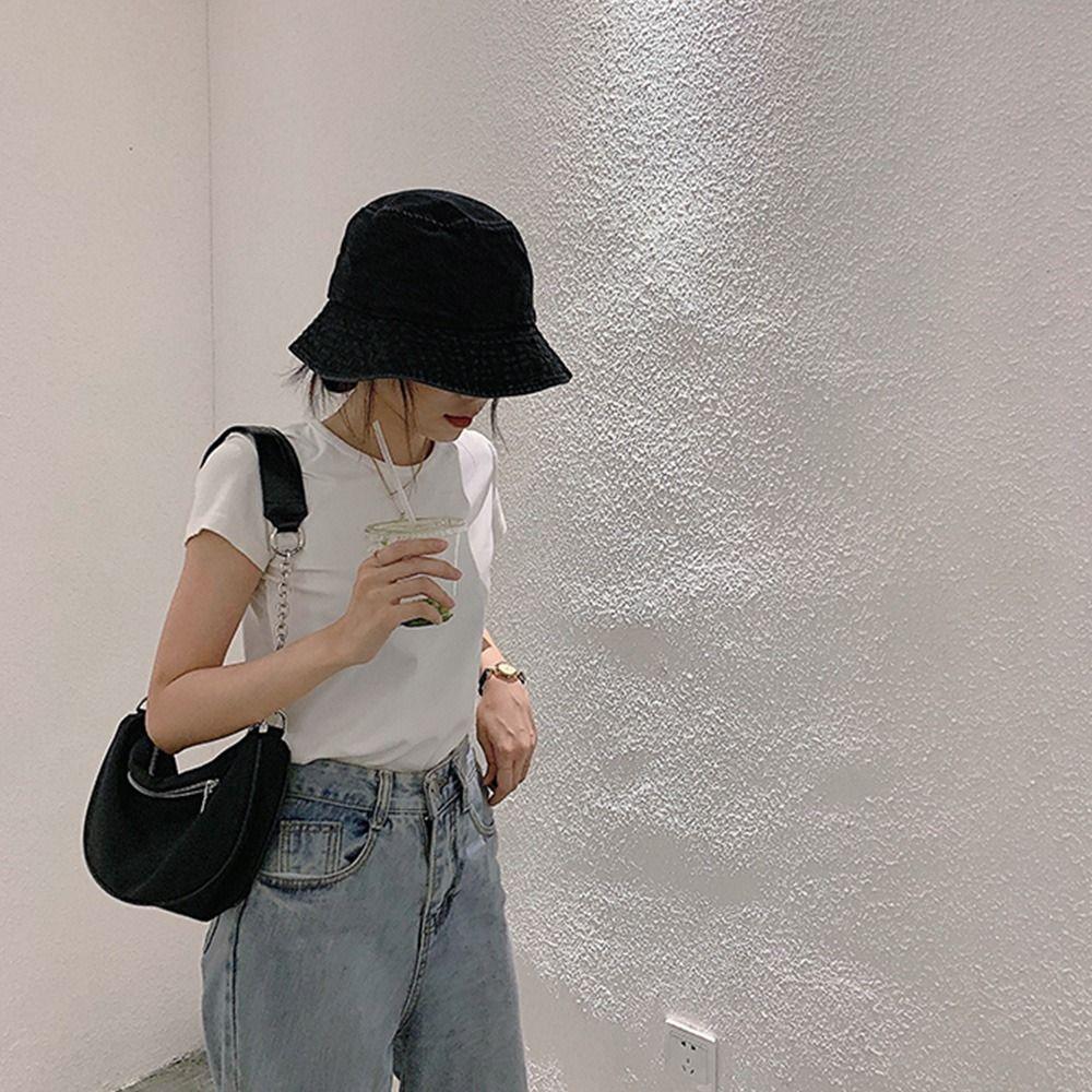 Denim Fabric Beach Cap Women Men Suede Panama Hat Fisherman Hat Sunbonnet Cotton Bucket Hats