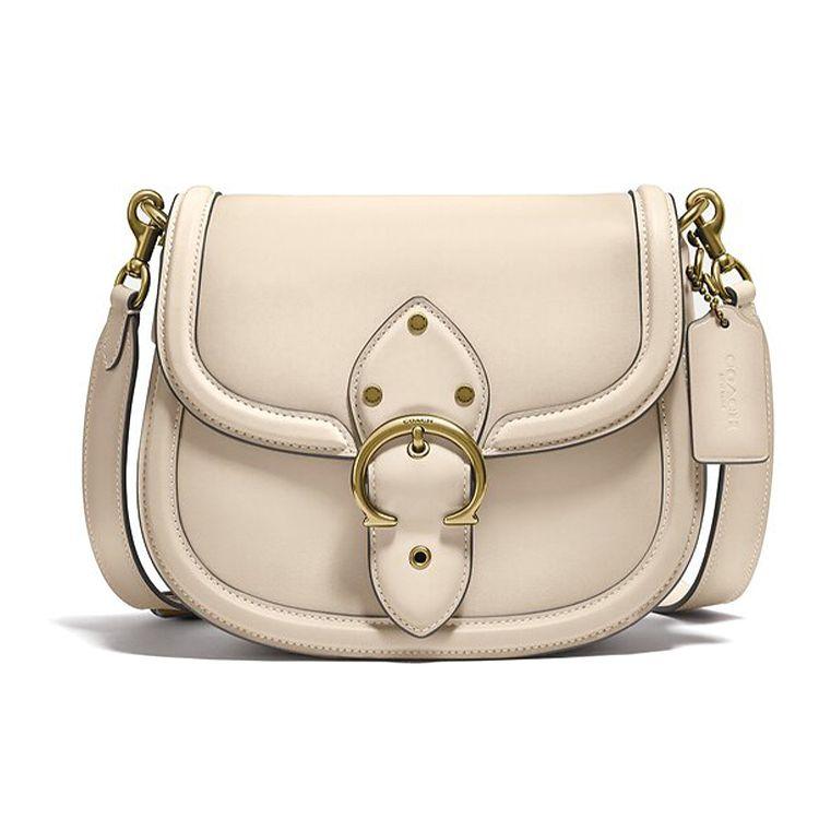 Coach Beat 23 Vintage Flap Leather Saddle Bag Women Shoulder Bag White C0749-B4IY
