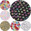 100pcs Mixed Russian Letter Acrylic Square Flat Beads for DIY Bracelet Necklace Jewelry Making