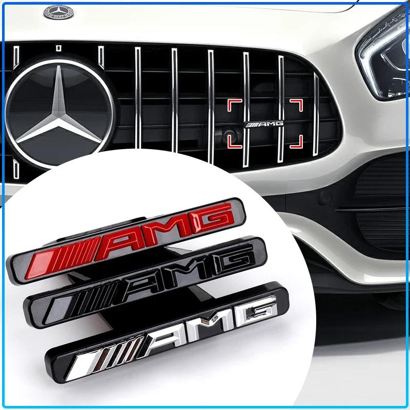AABIF1 1PCS Car Front Grille Badge Sticker Accessories AMG Emblem For Mercedes Benz GLC A B C E Class W204 W205 W212 W213 GT AMG