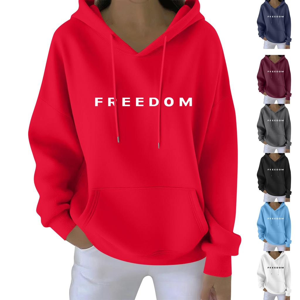 Women's Casual Fashion Print Long Sleeve Hooded Sweatshirt Top