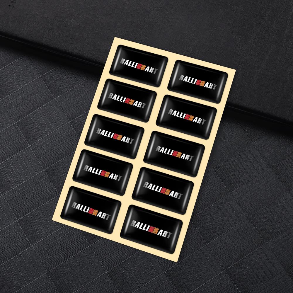 hkbn2 10Pcs Car Interior Button Decoration Badge Decal Resin Accessories For Mitsubishi 9 Ralliart X EX ASX L200 Colt Outlander Pajero