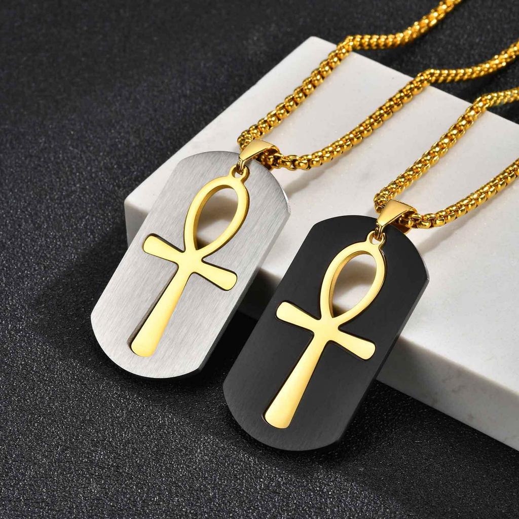 Vnox Religion Egyptian Ankh Crucifix Cross Pendant Necklaces Stainless Steel Symbol of Life Cross Pendants Prayer Gifts Jewelry