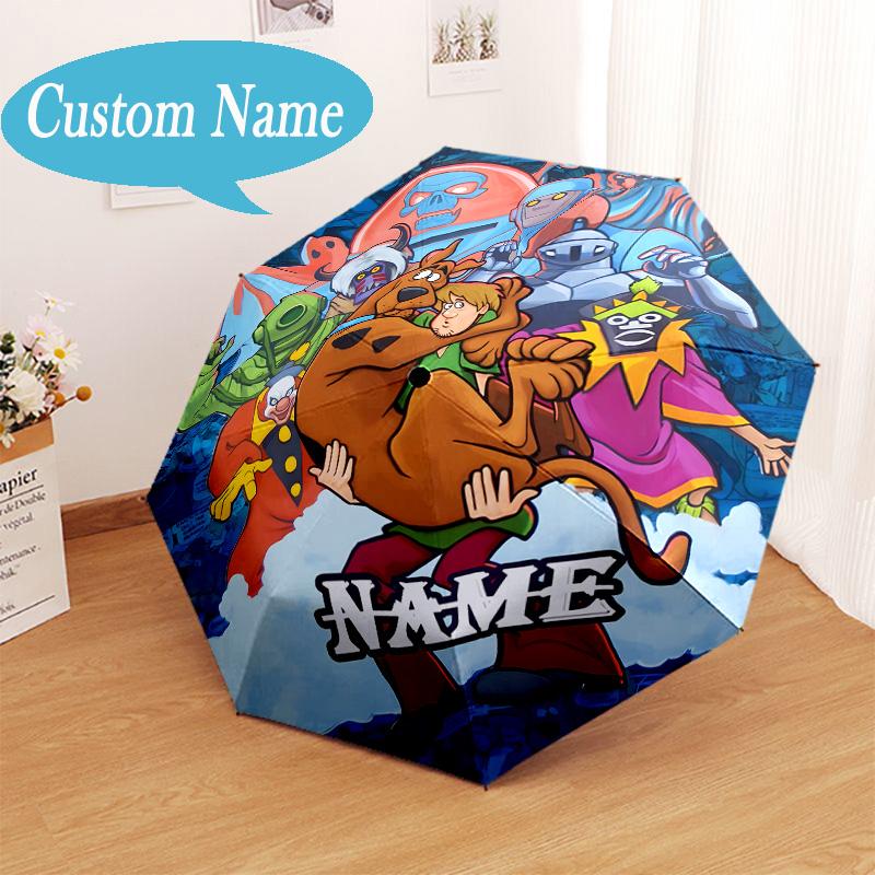 Custom Name Scooby dog Umbrella Folding Umbrella, Automatic Umbrella 8-Frame for Travel, Casual Lightweight Birthday Christmas gift