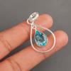 Sky Blue Topaz Gemstone 925 Sterling Silver Pendant 1.60" Handmade Jewelry Gift PP-3-5