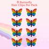 8pcs Rainbow Butterfly Hair Clips Celebration Headpiece Outfit Accessories