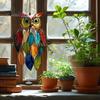 Owl Pendant Outdoor Hanging Decoration Realistic Looking Simple Installation Colorful Handmade Stained Owl Ornament