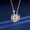 S999 Pure Silver Heart Clover Necklace Magnetic Clavicle Chain Niche Design Necklace