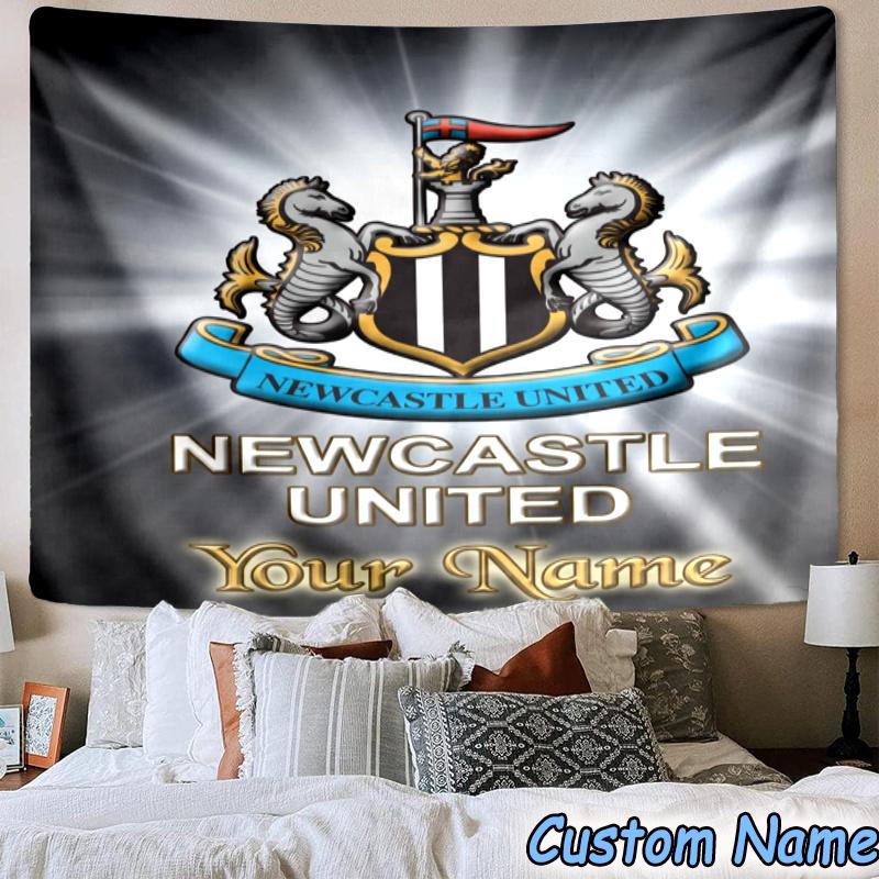 Custom Name Newcastle FC Crest Hanging Tapestry Background Tapestry for Bedroom Living Room Dorm,Home Party Wall Decoration,Fan Gifts