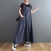 Women's Denim Overall Dress Loose Sleeveless Boho Jean Jumper Dress
