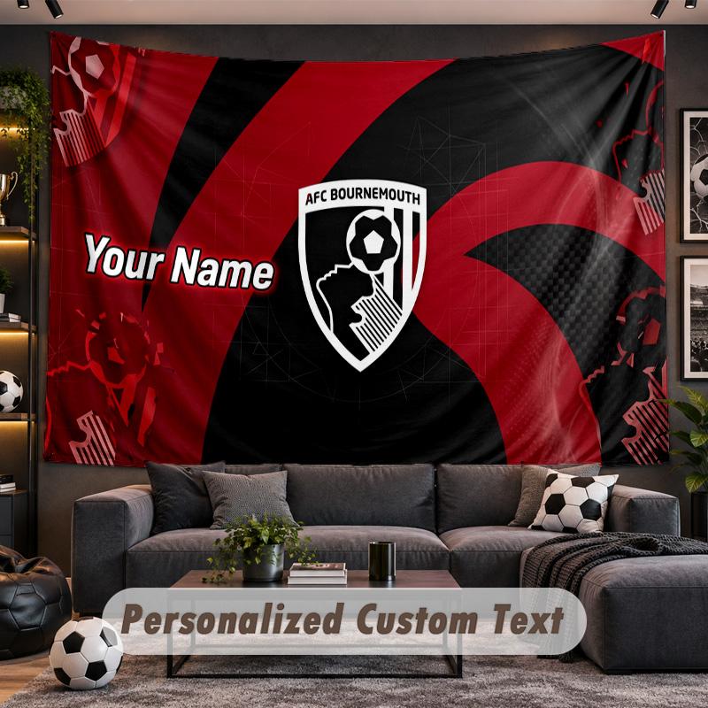 Bournemouth Football Personalized Tapestry Support Custom Name, Wall Art Home Decoration