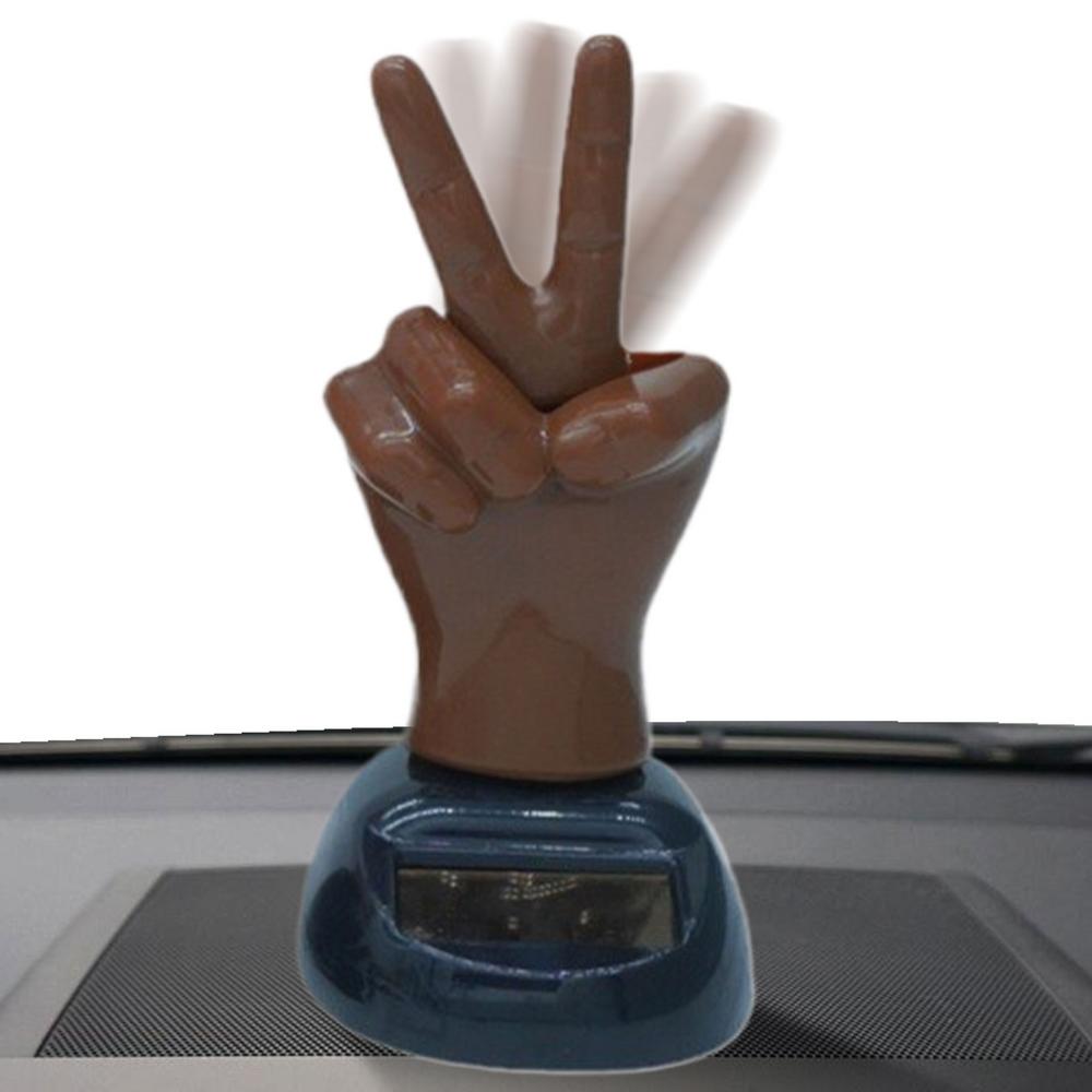 Орнамент на машину "Средний палец" 2 пальца Машущий на солнечной батарее Декор на приборную панель Автомобиля Фигурка на подоконник Аксессуар для салона Автомобиля Забавный